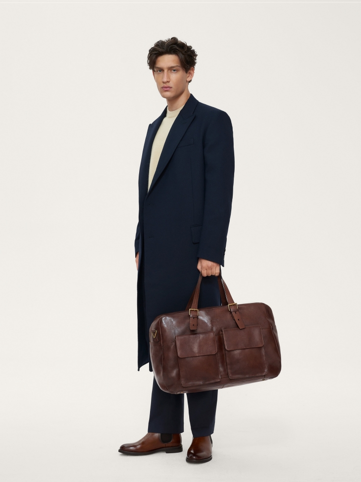 Elegancka skórzana torba podróżna z licowej skóry