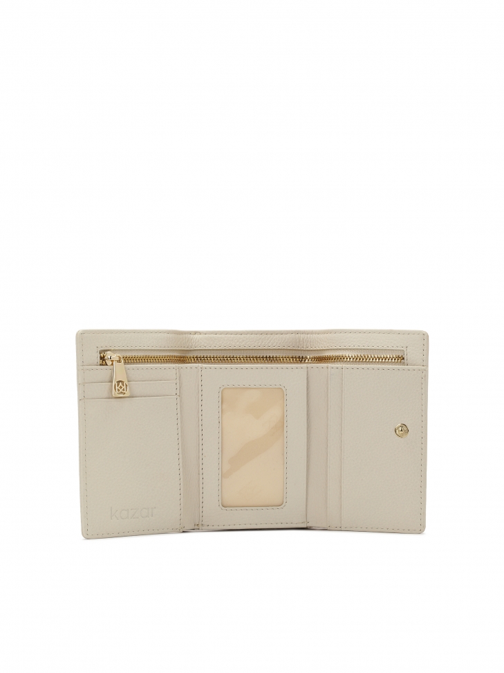 Kremowy mały portfel ze skóry