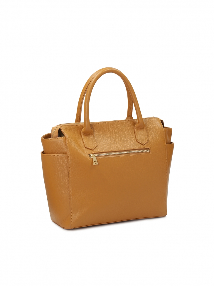 Pojemna jasnobrązowa torebka ze skóry