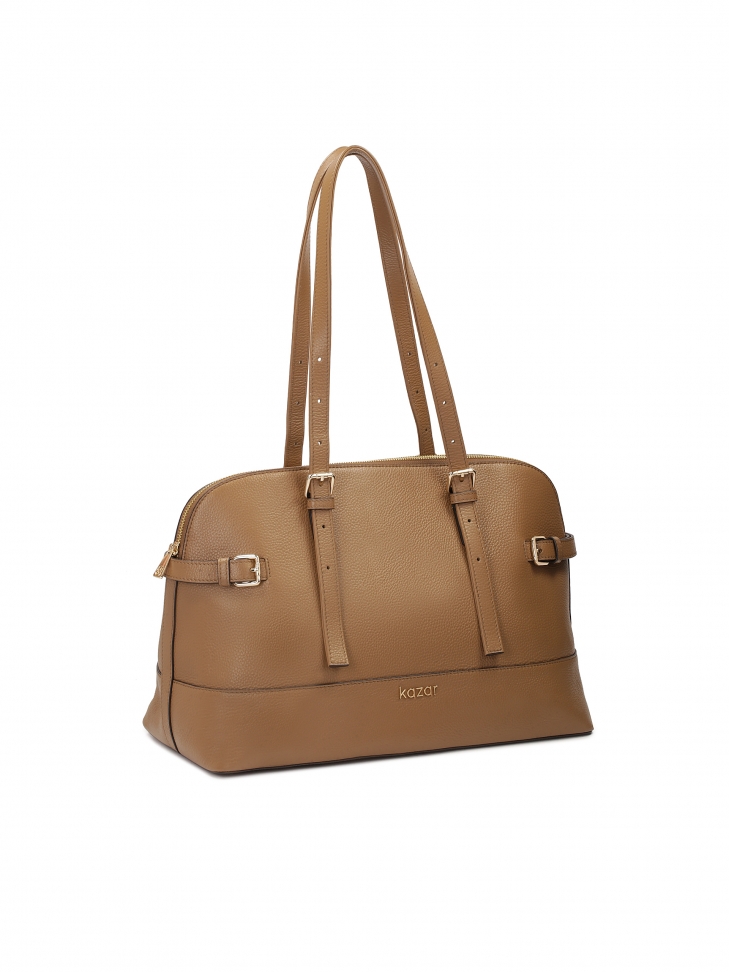 Brązowa torebka z szerokim dnem