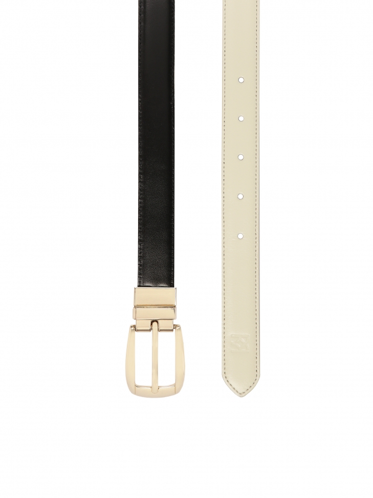 Dwustronny czarno-emowy pasek ze skóry