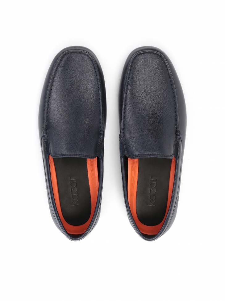 Wsuwane granatowe mokasyny męskie ze skóry