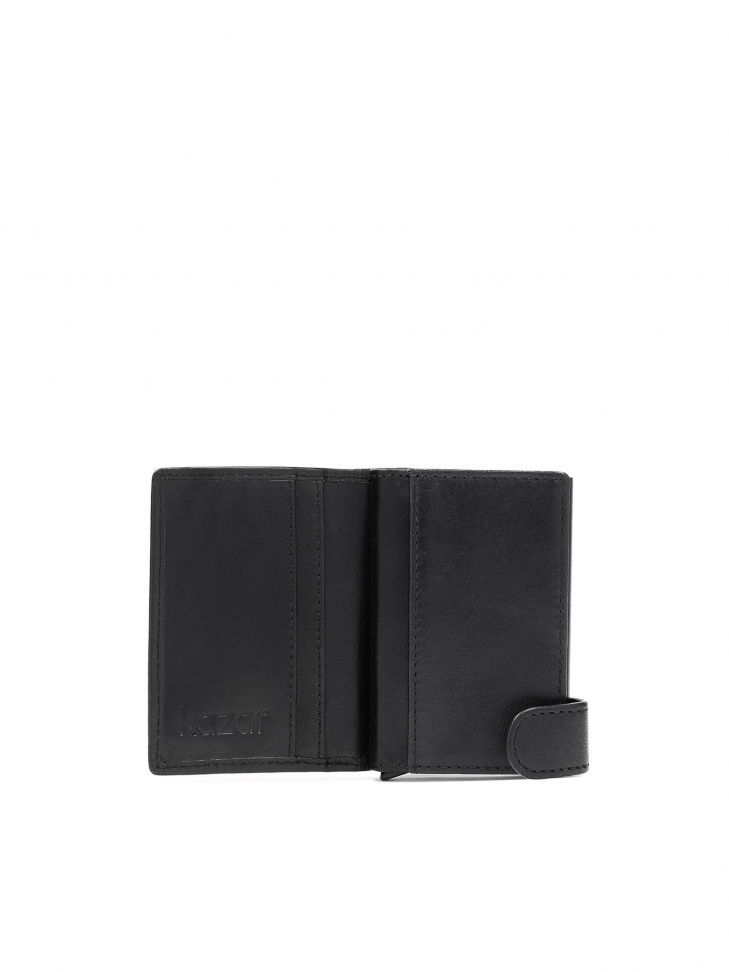 Czarny automatyczny portfel męski