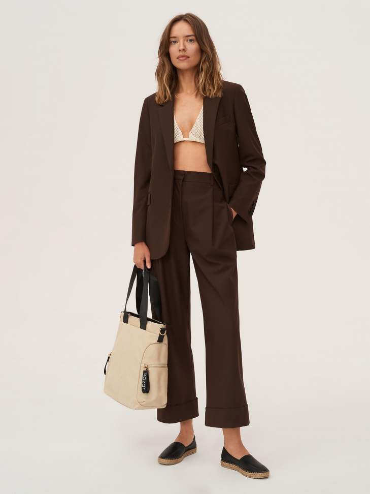 Beżowo-czarna torebka damska