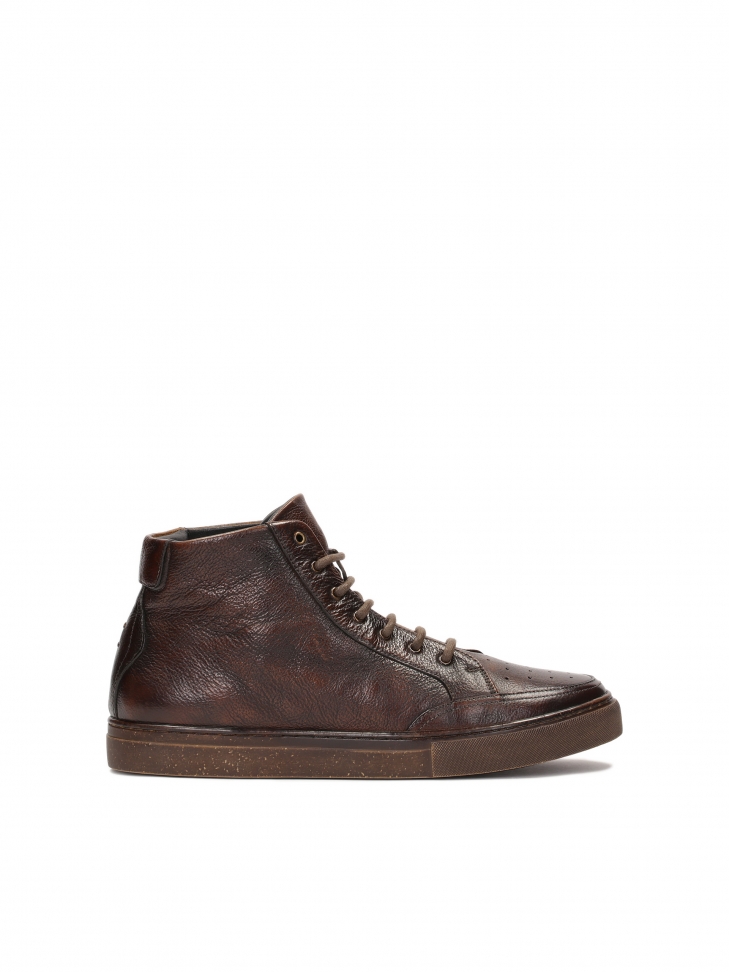 Brązowe sznurowane sneakersy za kostkę