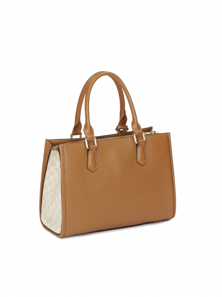 Torebka z dwoma uchwytami do ręki zdobiona monogramami