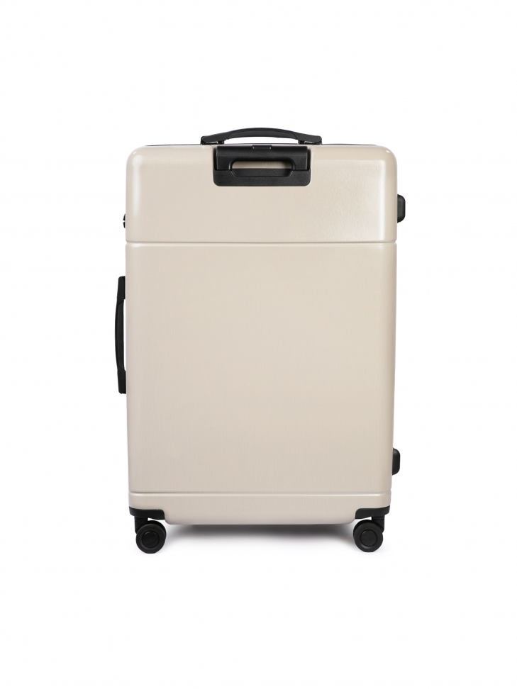 Duża beżowa walizka PC na zwrotnych kółkach