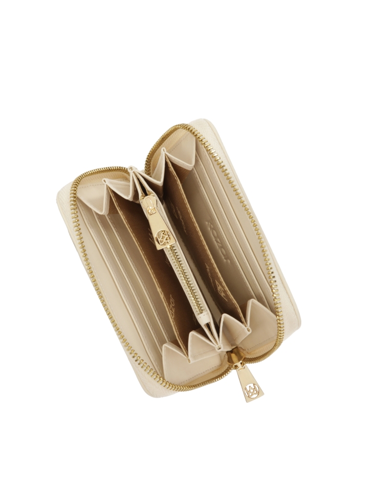 Zasuwany portfel w kolorze amanej bieli