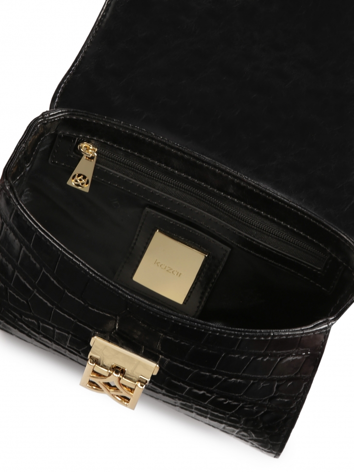 Uniwersalna czarna torebka z łańcuchem i paskiem