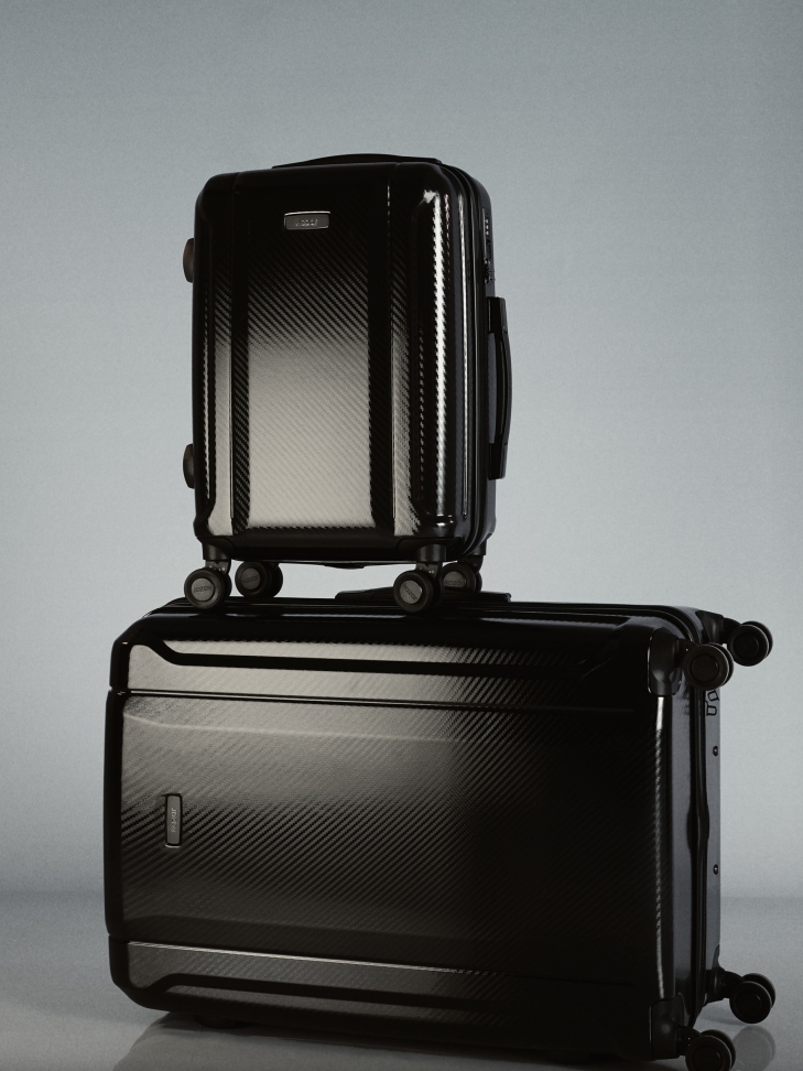 Mała kabinowa walizka z policarbonu fakturowana