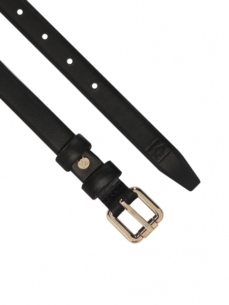 Wąski czarny pasek ze otą klamrą