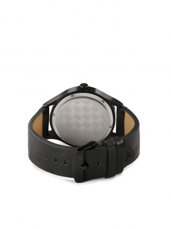 Czarny zegarek na skórzanym pasku
