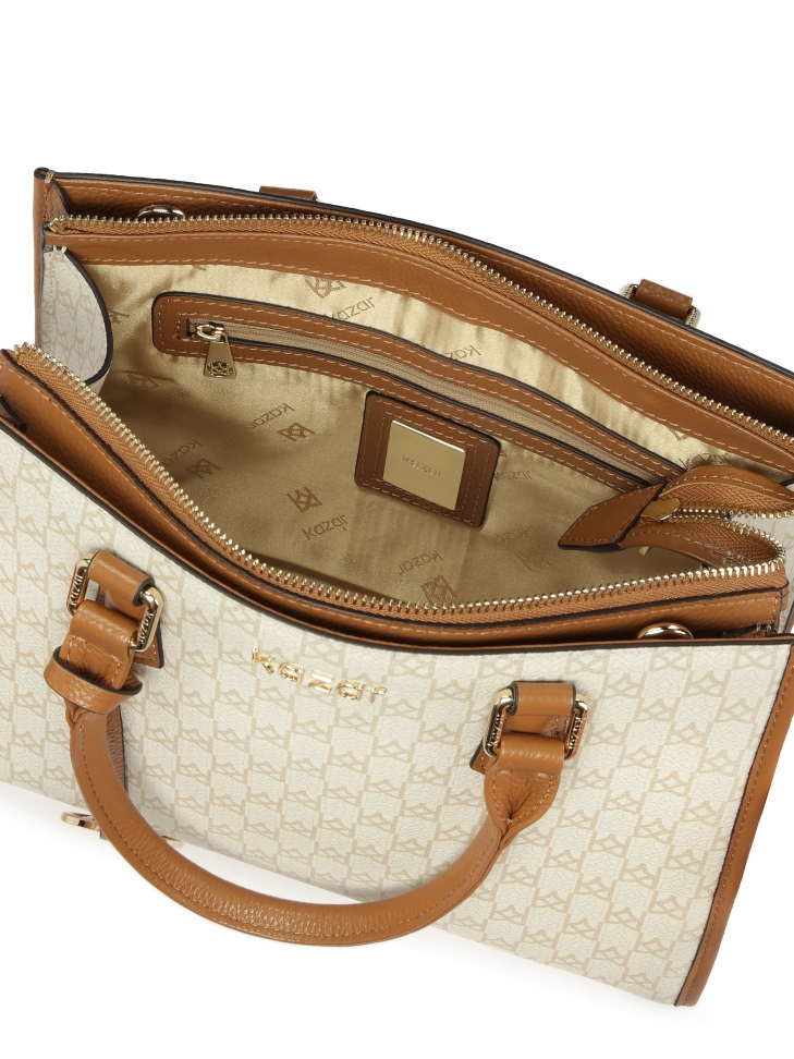 Torebka z dwoma uchwytami do ręki zdobiona monogramami