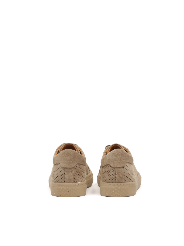 Taupe sneakersy z perforacją na cholewce