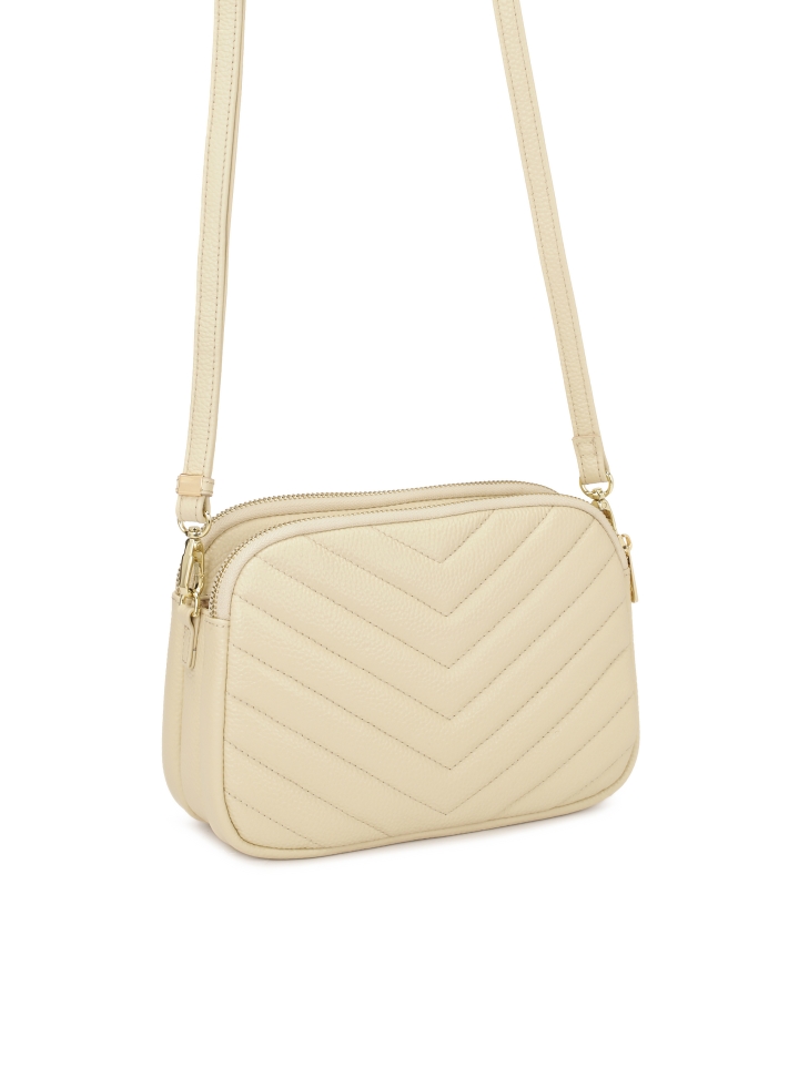 Kremowa torebka crossbody z dużym monogramem KAZAR