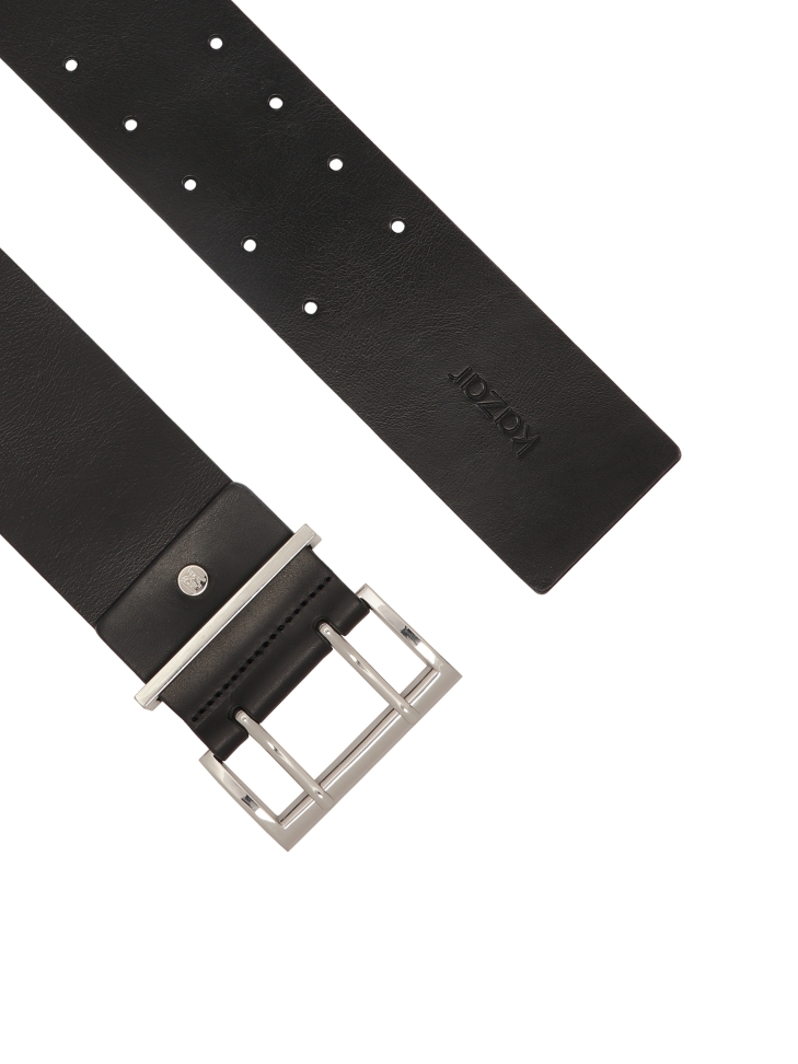 Szeroki skórzany pasek z podwójną klamrą