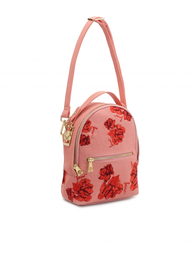 Plecak 2w1 z różowej tkaniny w kwiaty