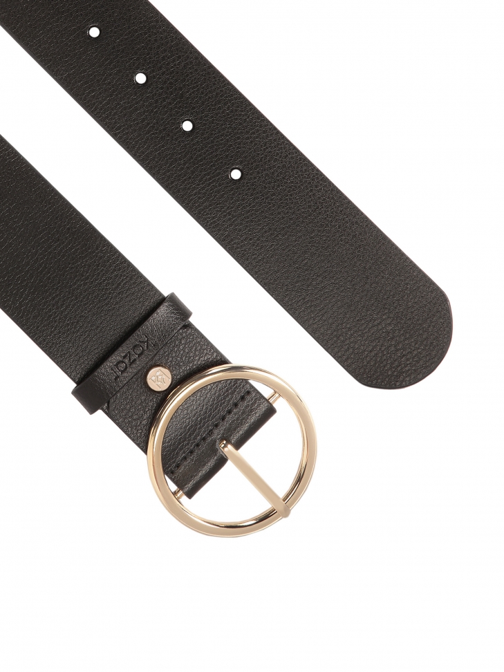 Czarny pasek z naturalnej skóry z oągłą klamrą