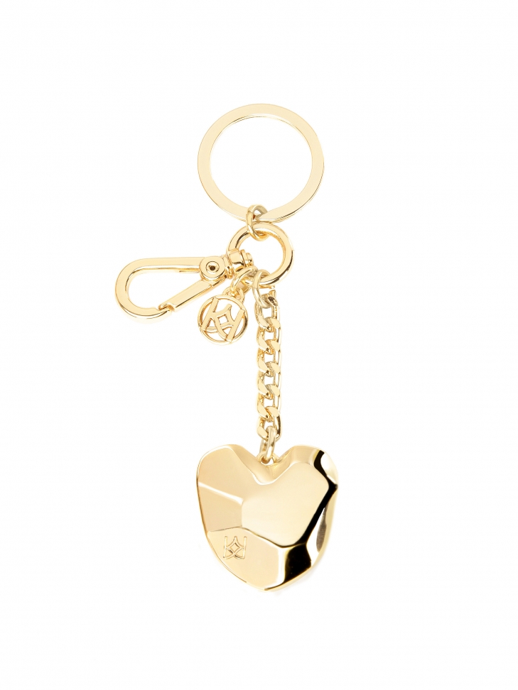 Złoty brelok z geometrycznym sercem 3D