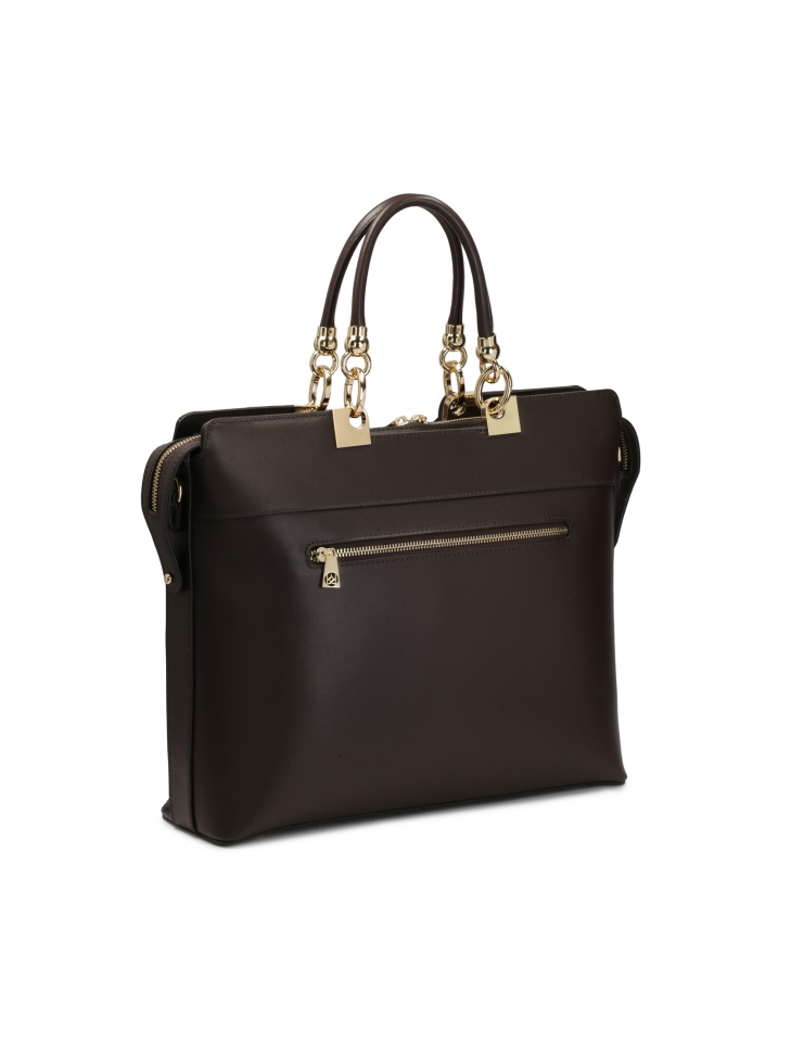 Biznesowa brązowa torebka z tłoczonym zdobieniem