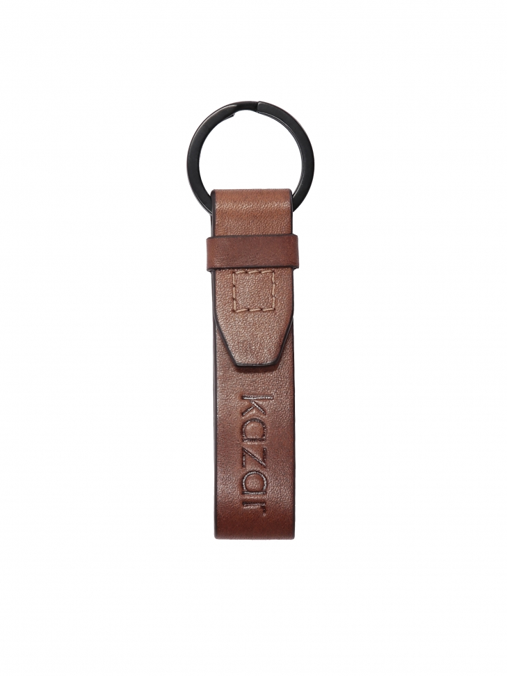 Brązowy skórzany brelok z logo