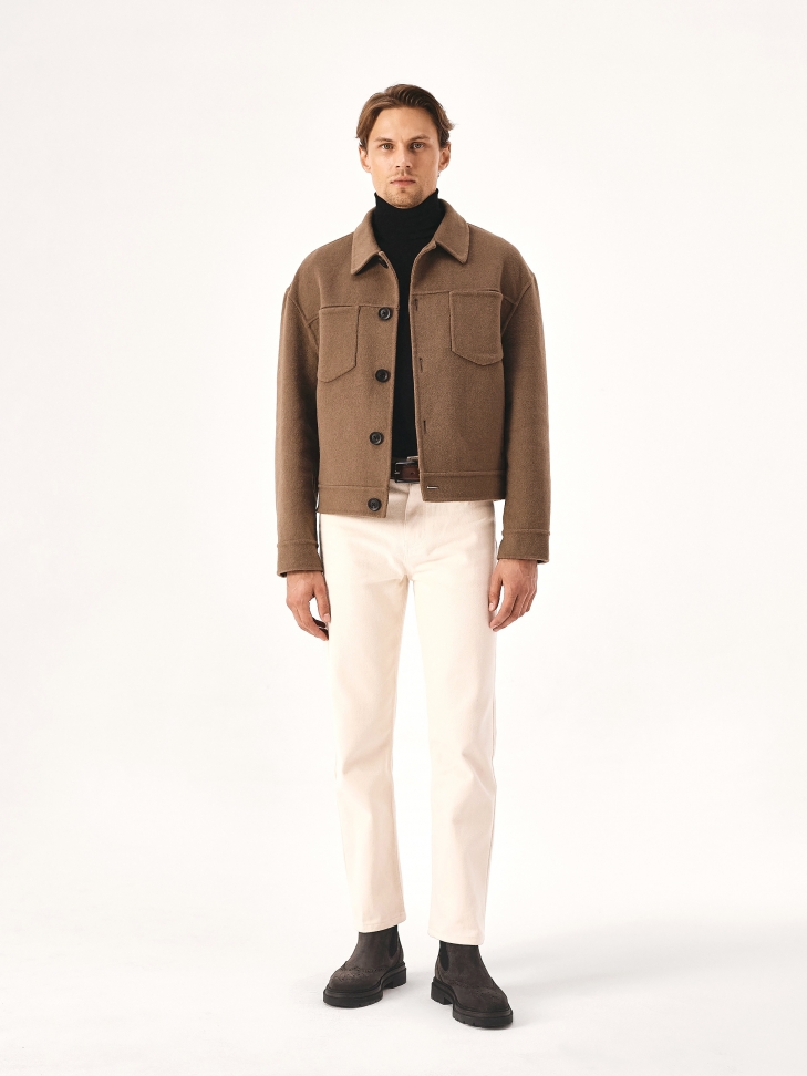 Zamszowe brązowe sztyblety ze zdobieniem