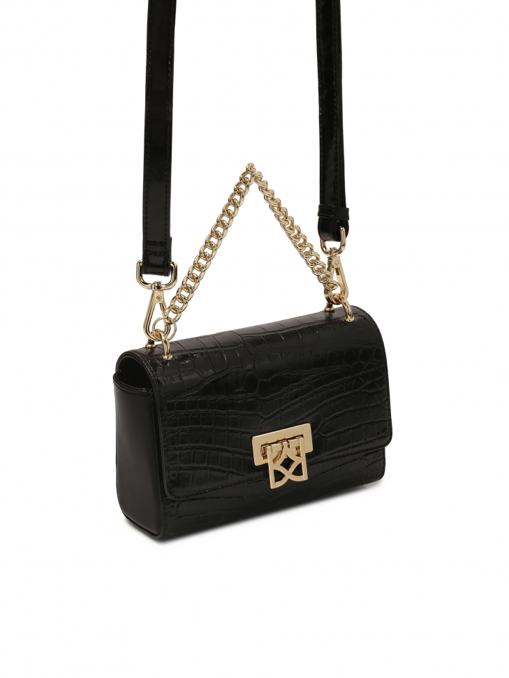 Uniwersalna czarna torebka z łańcuchem i paskiem