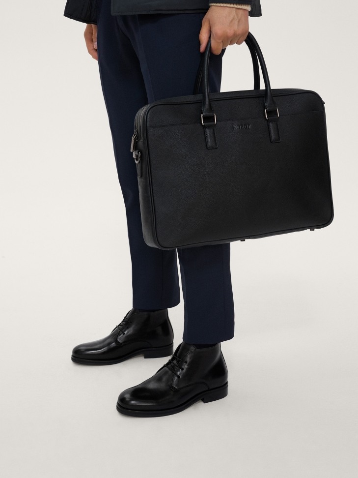 Eleganckie sznurowane trzewiki męskie z gładkiej skóry