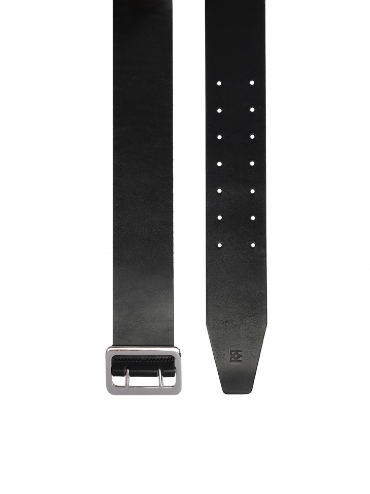 Szeroki czarny pasek damski ze srebrną klamrą