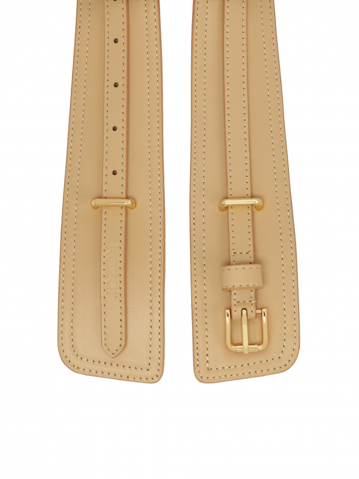 Beżowy pasek skórzany 2w1