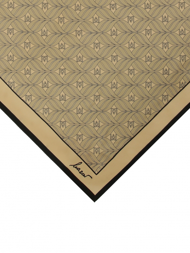 Beżowa jedwabna apaszka w elegancki wzór