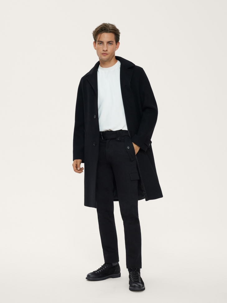 Czarne męskie trzewiki z nubuku i tkaniny