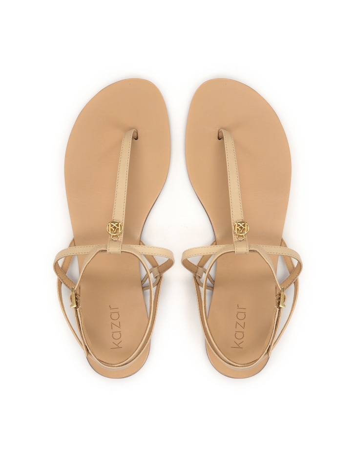 Płaskie beżowe sandały