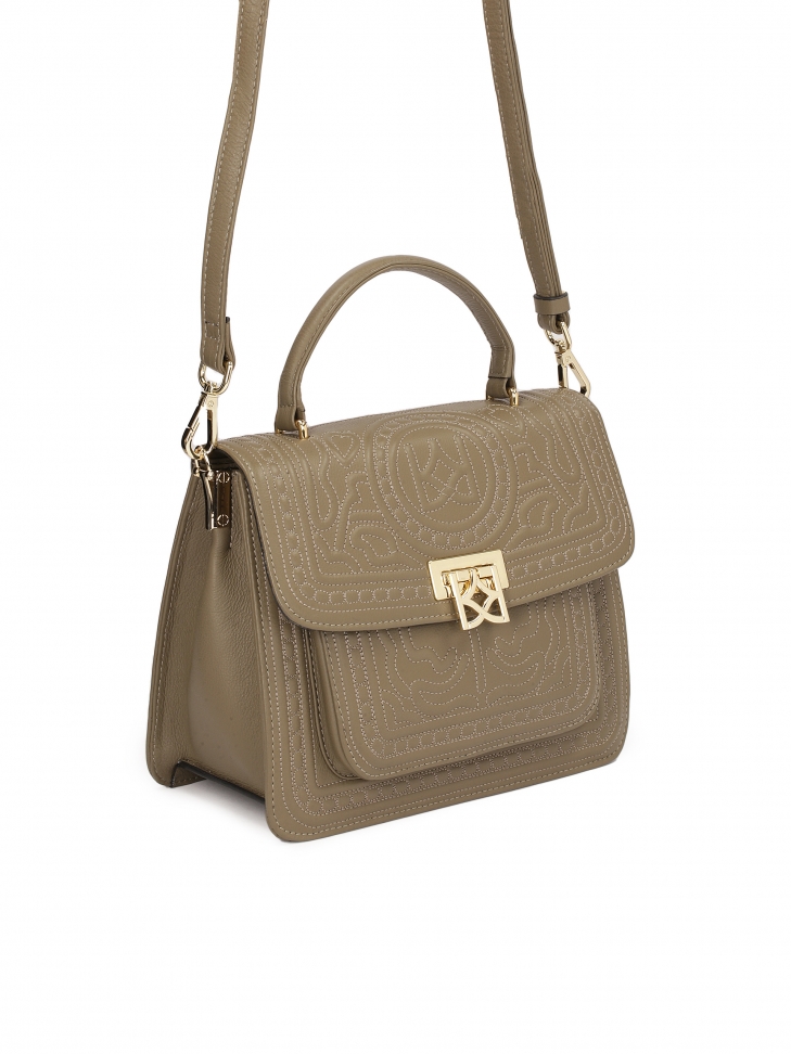 Skórzany kuferek z naturalnej skóry w taupe kolorze