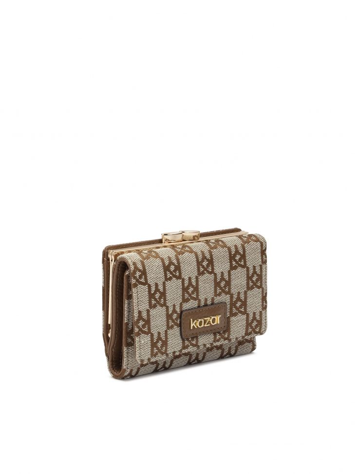 Kompaktowy wzorzysty portfel z tkaniny