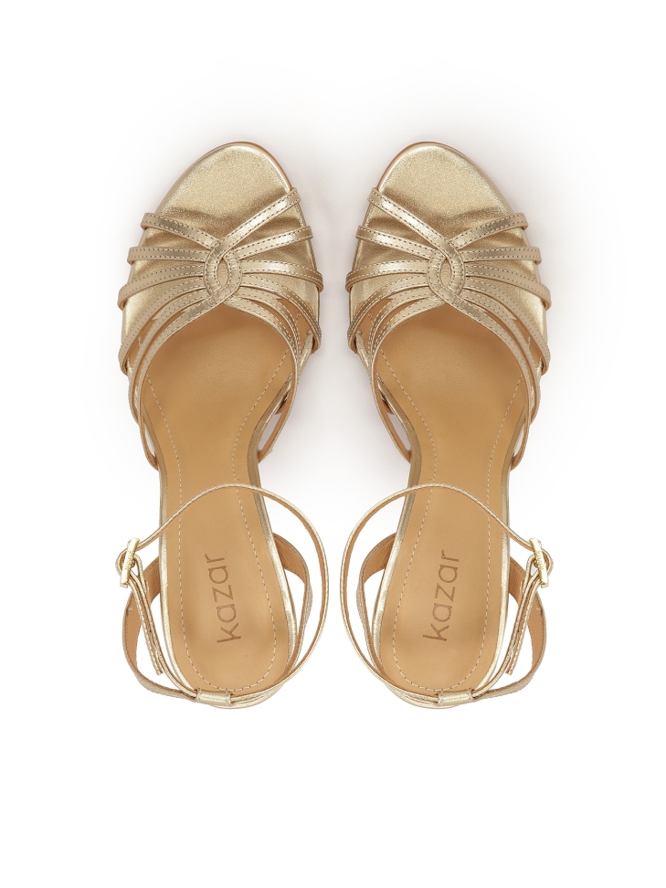 Eleganckie ote sandały na wygodnym obcasie