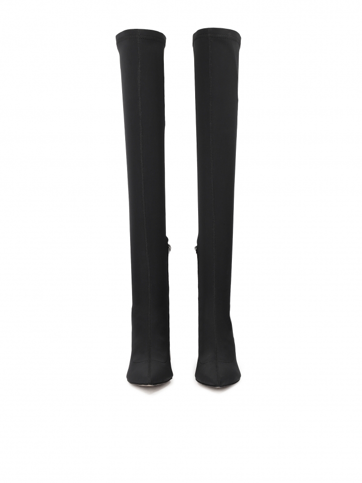 Muszkieterki z kwadratowym obcasem poytym skórą