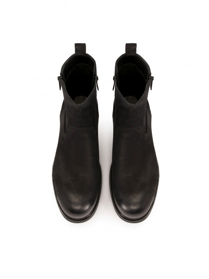 Czarne trzewiki męskie z łączonych materiałów
