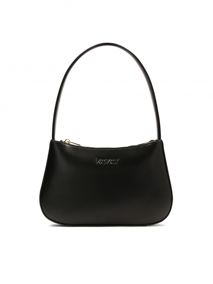 Mała czarna torebka na ramię z licowej skóry