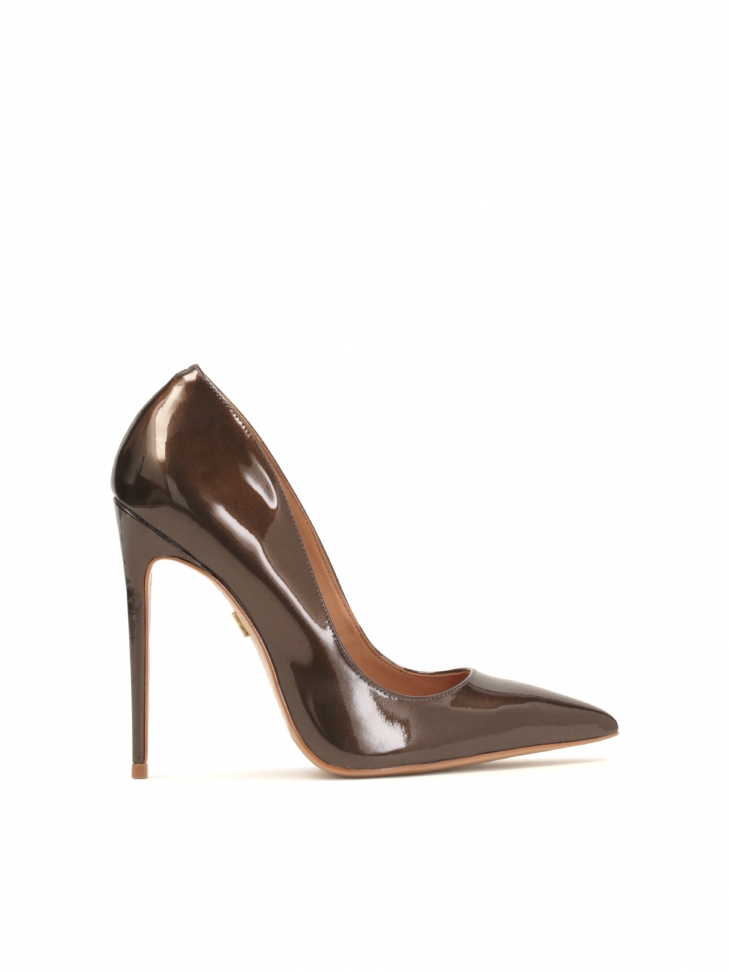 Eleganckie czółenka w brązowym kolorze z połyskującymi drobinkami