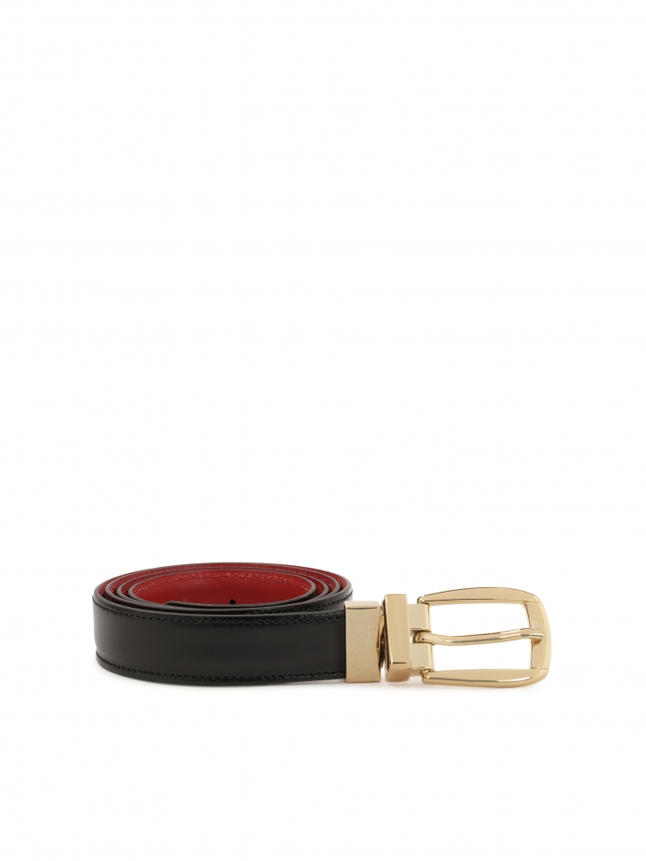 Czerwono-czarny pasek ze otą klamrą