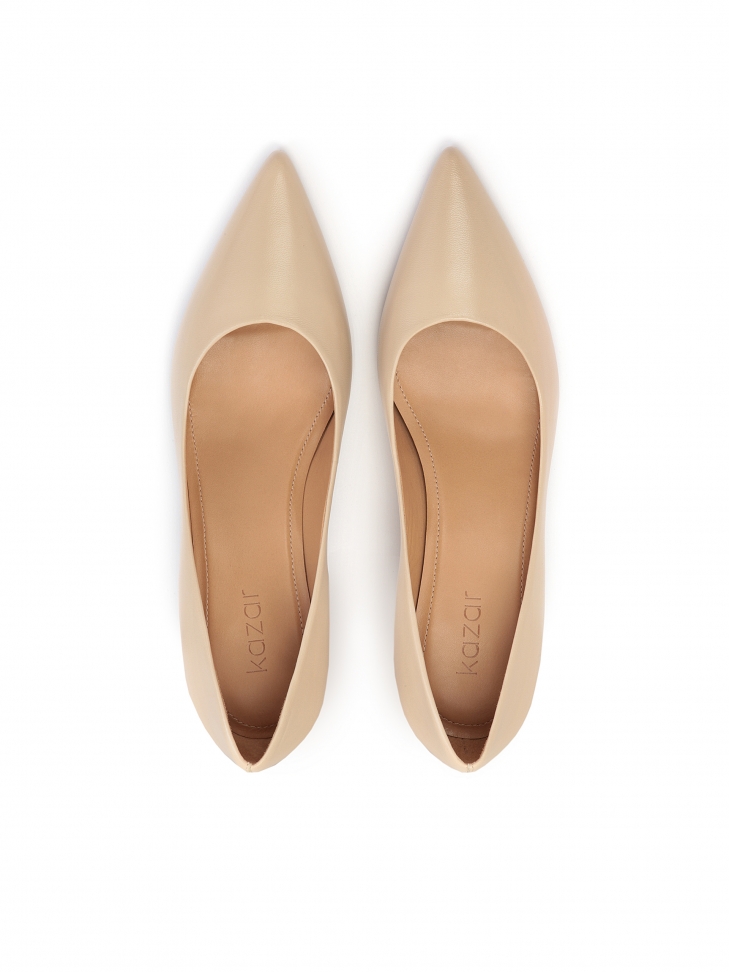 Skórzane czółenka na niskim obcasie