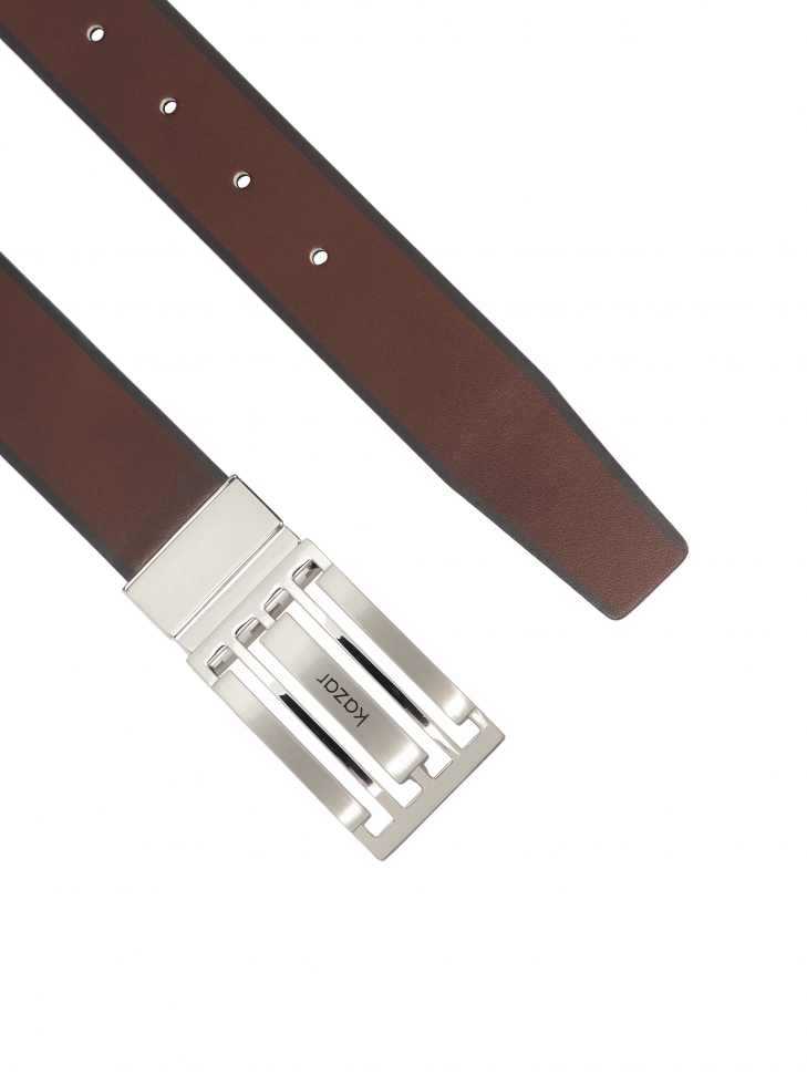 Skórzany dwustronny pasek z dużą klamrą