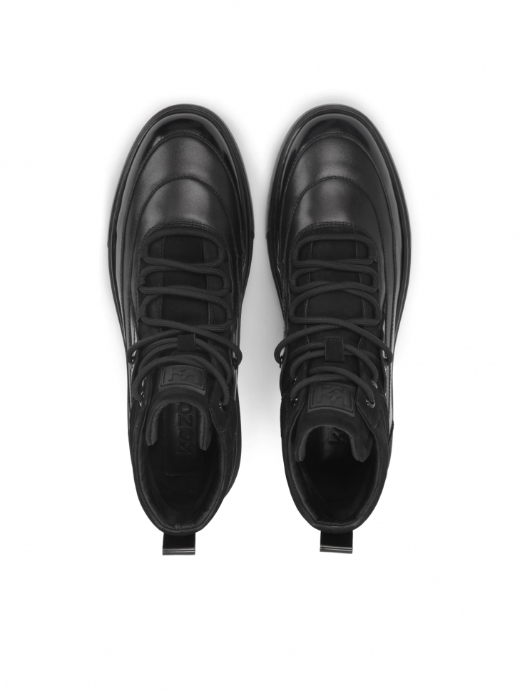 Czarne skórzane sneakersy męskie w nowoczesnym stylu