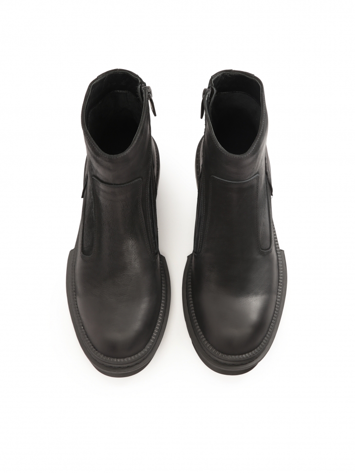 Czarne ocieplane trzewiki męskie z suwakiem