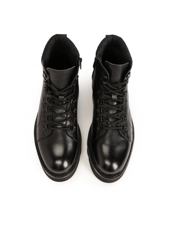 Uniwersalne czarne trzewiki męskie z ociepleniem