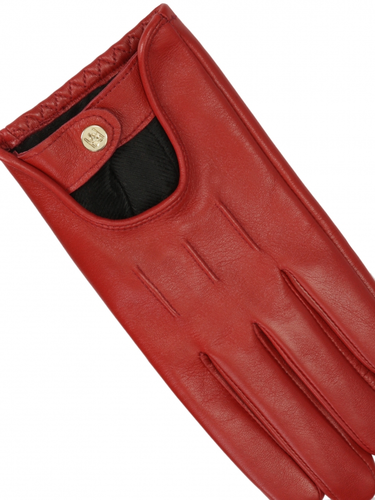 Czerwone skórzane rękawiczki z wycięciem