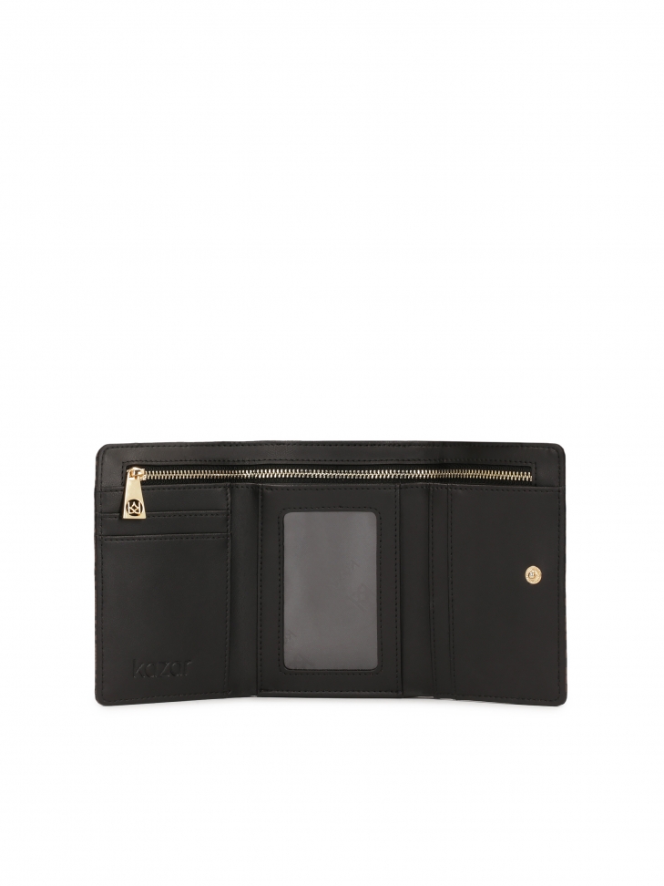 Brązowy skórzany portfel w czarny wzorek