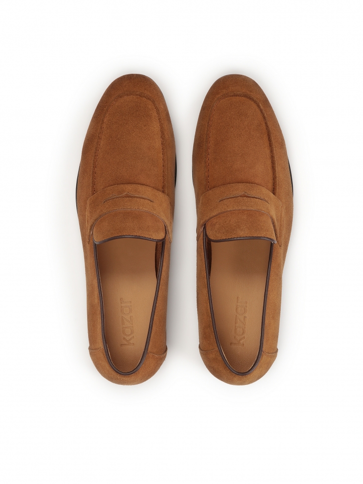 Brązowe loafersy z zamszu