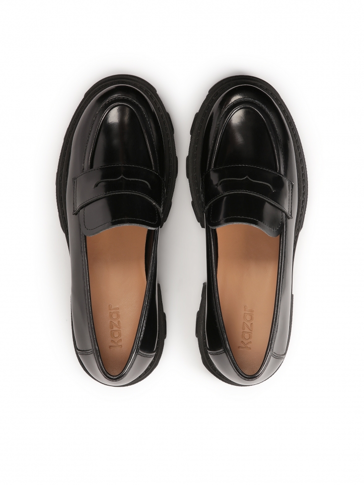 Skórzane loafersy na grubej podeszwie